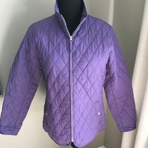 Lands End Purple Quilted Zipper Jacket - L(14-16)